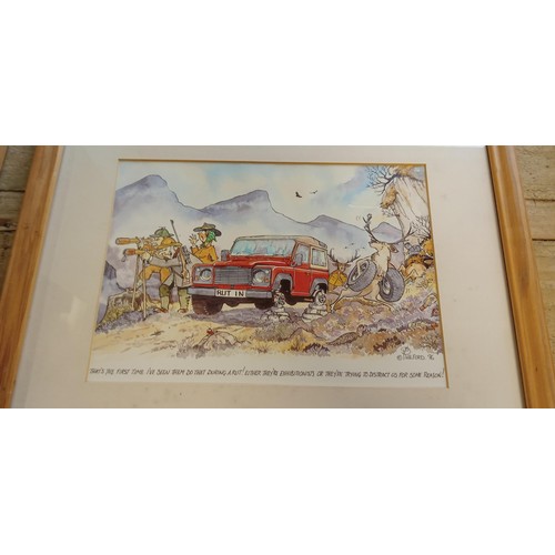 238 - 8 framed P Wilford Land Rover comedy prints