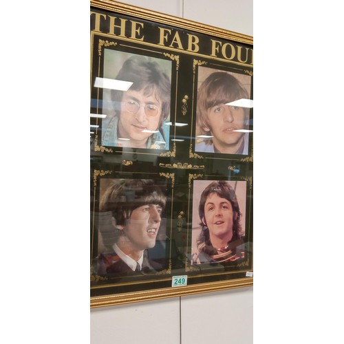 249 - Framed The Fab Four Beatles print with gold gilt etching frames and writing