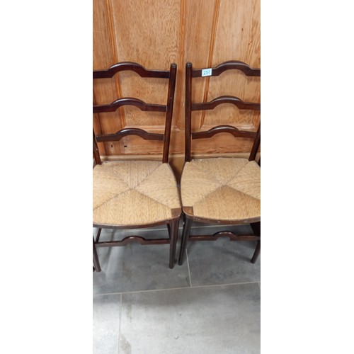 257 - 2 Reed & 2 wicker chairs