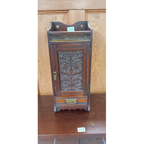 258 - Antique wooden pipe cabinet