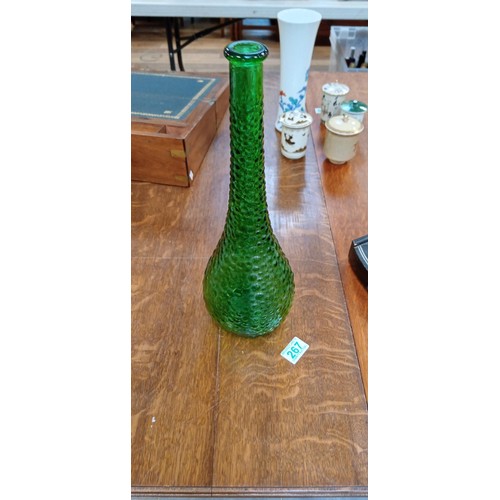 267 - Vintage Italian Empoli green glass bottle