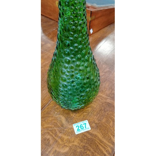 267 - Vintage Italian Empoli green glass bottle