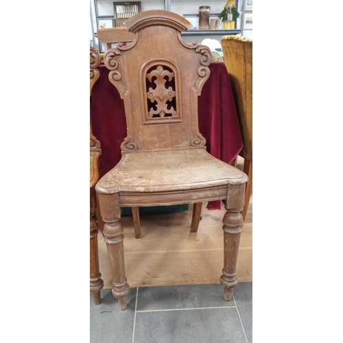 277 - Pair of Victorian oak hall chairs