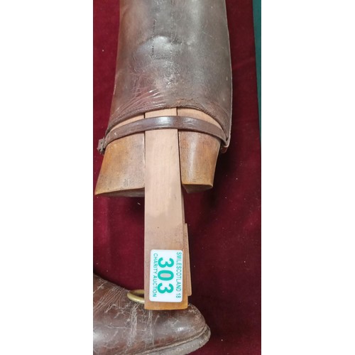 303 - Circa 1950's handmade in London leather riding boots with original trees