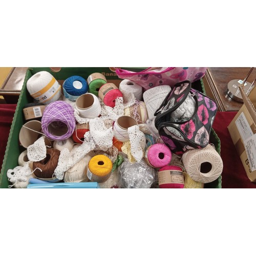 317 - 2 Boxes of crochet threads and more