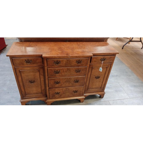 339 - Vintage burr walnut small breakfront sideboard