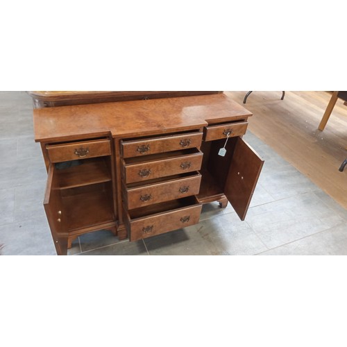 339 - Vintage burr walnut small breakfront sideboard