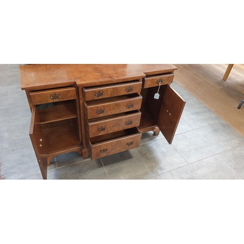 339 - Vintage burr walnut small breakfront sideboard