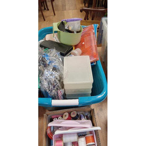 327 - Box of craft materials and threads