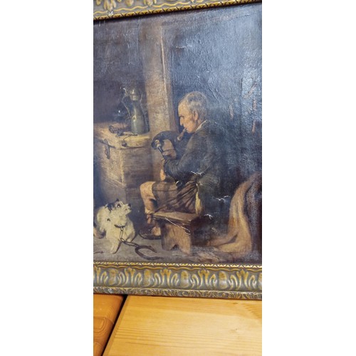 25 - Antique oil on canvas in the manner of Sir Edward Landseer