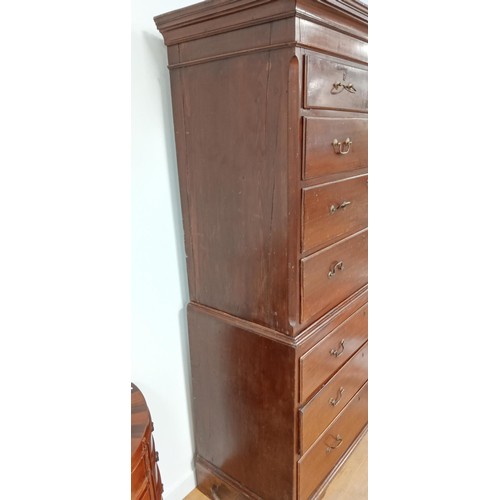 10 - Antique George III mahogany chest on chest of drawers