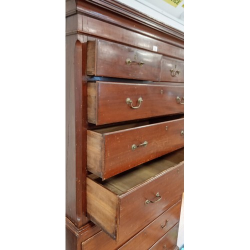 10 - Antique George III mahogany chest on chest of drawers