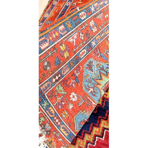 41 - Handmade Azerbaijan rug orange field 3 intricate patterned medallions 225cm x 130cm approx.