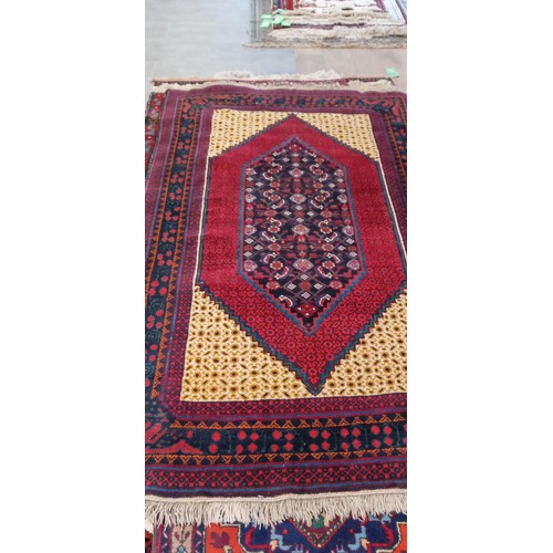 43 - Handmade Azerbaijan rug Karabagh Dagestan red field 1 large medallion 222cm x 143cm approx.