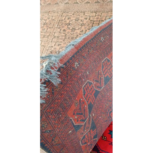 55 - Handmade Azerbaijan rug sun faded burgundy/ brown field 310cm x 2m approx.