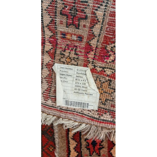 62 - Handmade rug light brown field with medallions authentic Persian provenance Kurdistan 100% wool Berb... 