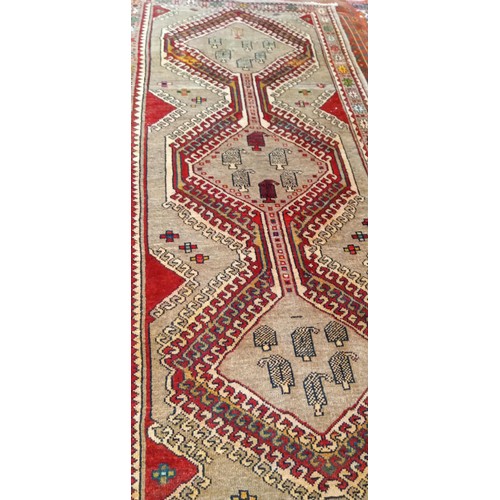 62 - Handmade rug light brown field with medallions authentic Persian provenance Kurdistan 100% wool Berb... 