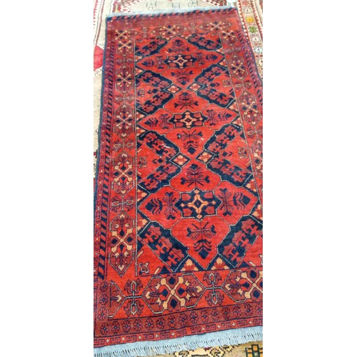 63 - Handmade Azerbaijan runner red field 200cm x 88cm approx.