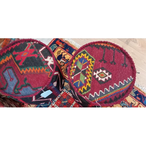 65 - Pair of handmade Azerbaijan kilim carpet stools flat weave