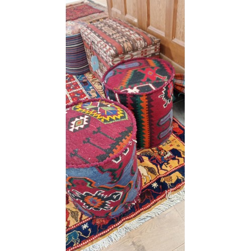 65 - Pair of handmade Azerbaijan kilim carpet stools flat weave