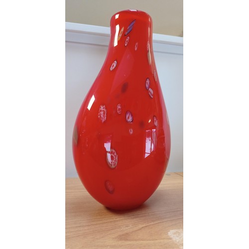 81 - Murano cherry red vintage studio vase