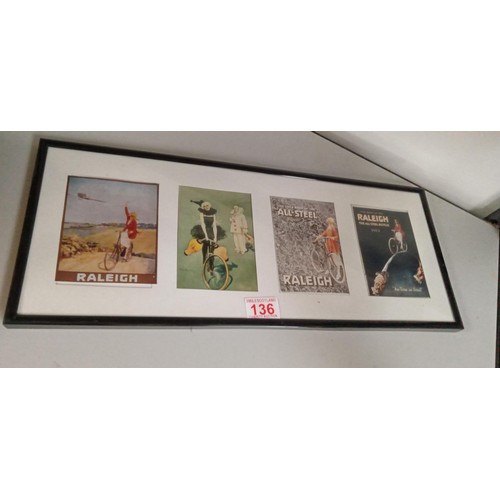 136 - Framed Raleigh bicycle advertising