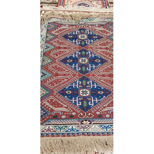 203 - Handmade Azerbaijan soumak/ flat weave rug blue field 180cm x 118cm approx.