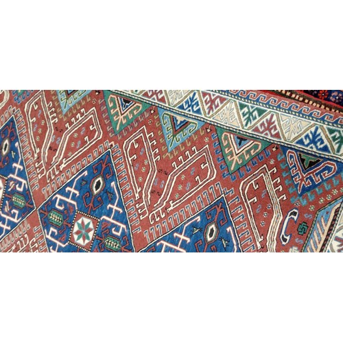 203 - Handmade Azerbaijan soumak/ flat weave rug blue field 180cm x 118cm approx.