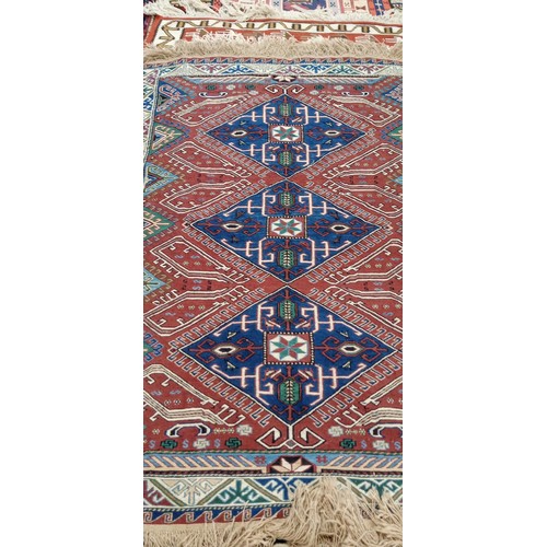 203 - Handmade Azerbaijan soumak/ flat weave rug blue field 180cm x 118cm approx.