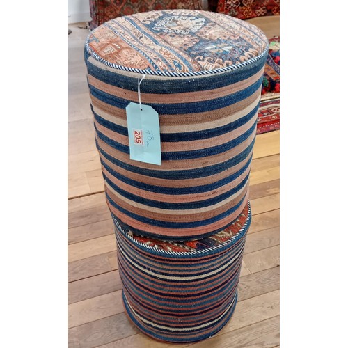 205 - Pair of handmade Azerbaijan flat weave stools