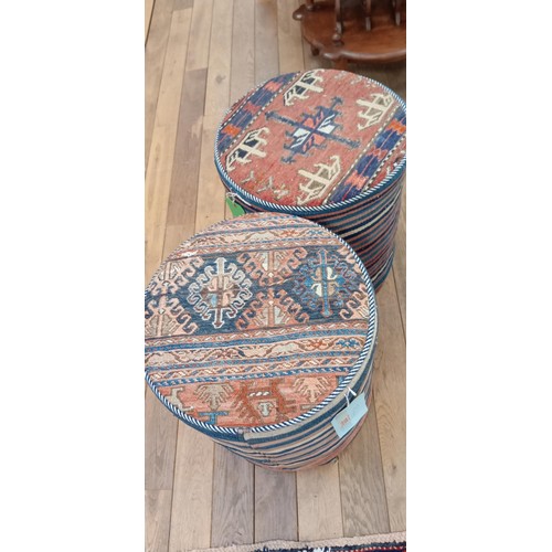 205 - Pair of handmade Azerbaijan flat weave stools