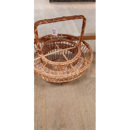 238 - Wicker basket and vintage cutlery tray