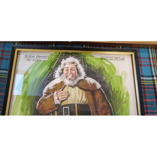 240 - Framed Original drawing/ painting by George Martin former artist of The Dandy 'Henry V part I'