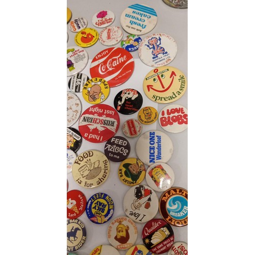 11 - Selection of vintage badges on food and drink