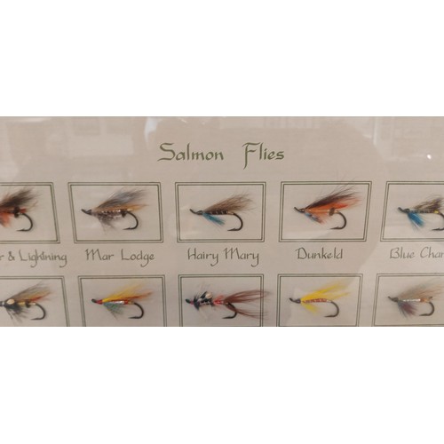 22 - 15 salmon flies framed and mounted