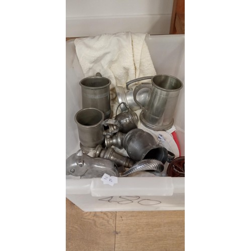 33 - Selection of pewter mugs, picture, coat hangers  a barometer and more