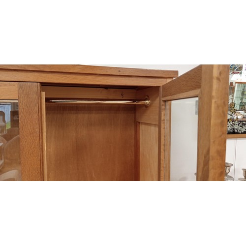 34 - Teak glass fronted display cabinet with 2 drawers