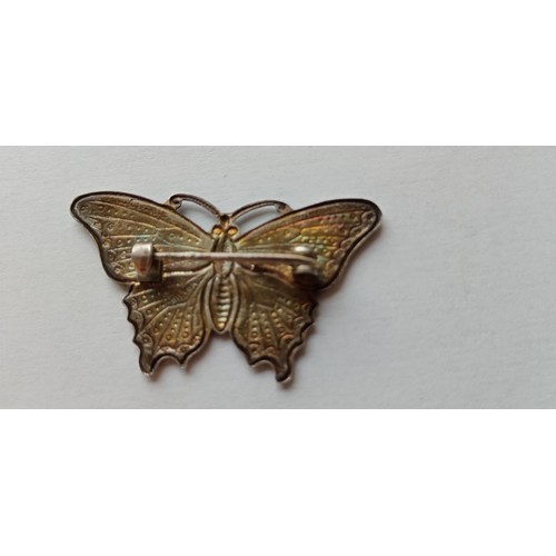 48 - 2 Silver and enamel butterfly brooches