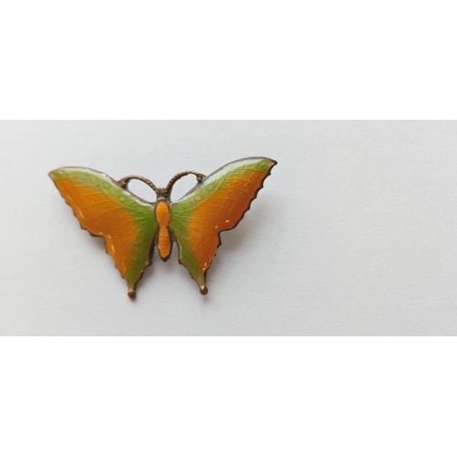 48 - 2 Silver and enamel butterfly brooches