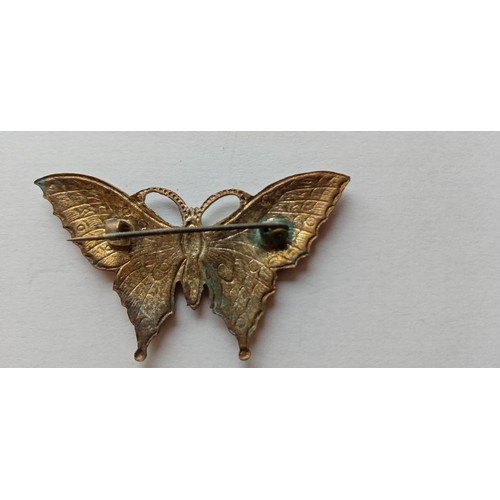 48 - 2 Silver and enamel butterfly brooches