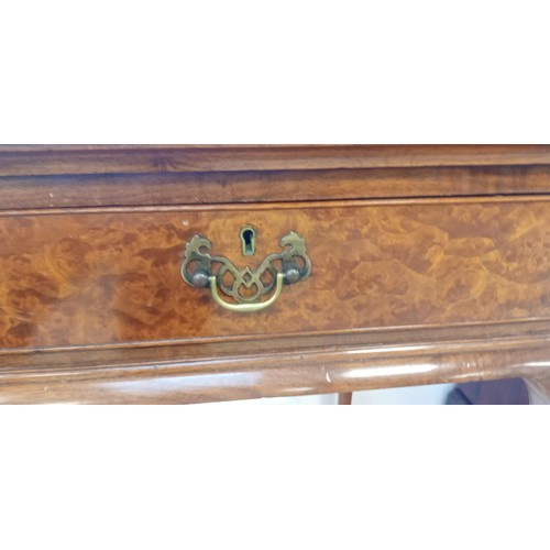 53 - Reproduction Edwardian walnut writing table with 2 drawers