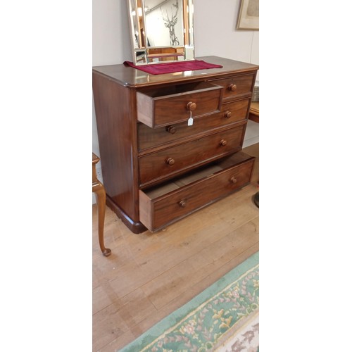 55 - 2 over 3 Victorian mahogany chest of drawers