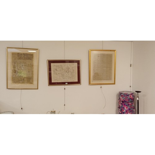 57 - Trio of Estate of Mayen maps and The Times newspaper selling of the estate all framed