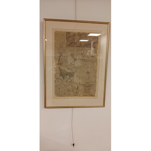 57 - Trio of Estate of Mayen maps and The Times newspaper selling of the estate all framed