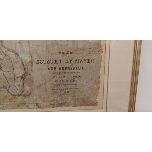 57 - Trio of Estate of Mayen maps and The Times newspaper selling of the estate all framed