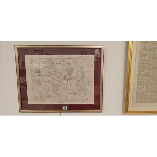 57 - Trio of Estate of Mayen maps and The Times newspaper selling of the estate all framed