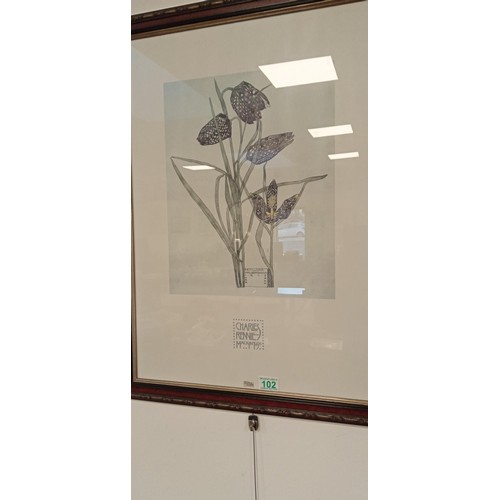 102 - 3 Charles Rennie MacIntosh framed flower prints