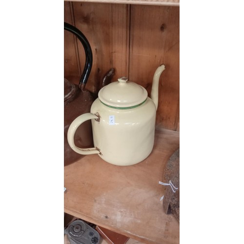 118 - Vintage enamel kettle and enamel teapot