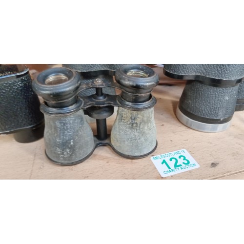 123 - Selection of vintage binoculars