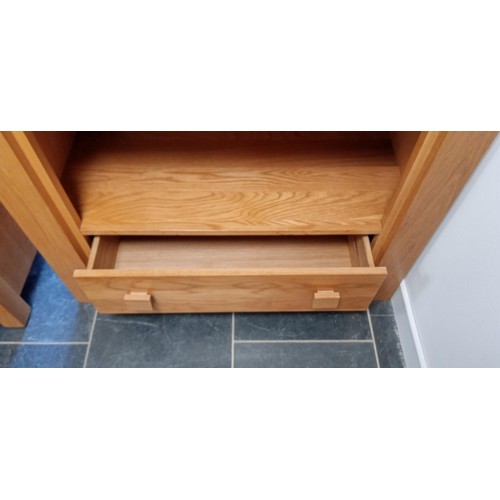 138 - Oak shelving unit with 1 drawer 96cm W x 192cm H x 42cm D approx.